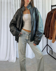 Funnel Leather Bomber