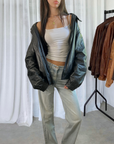 Funnel Leather Bomber