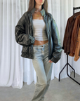 Funnel Leather Bomber