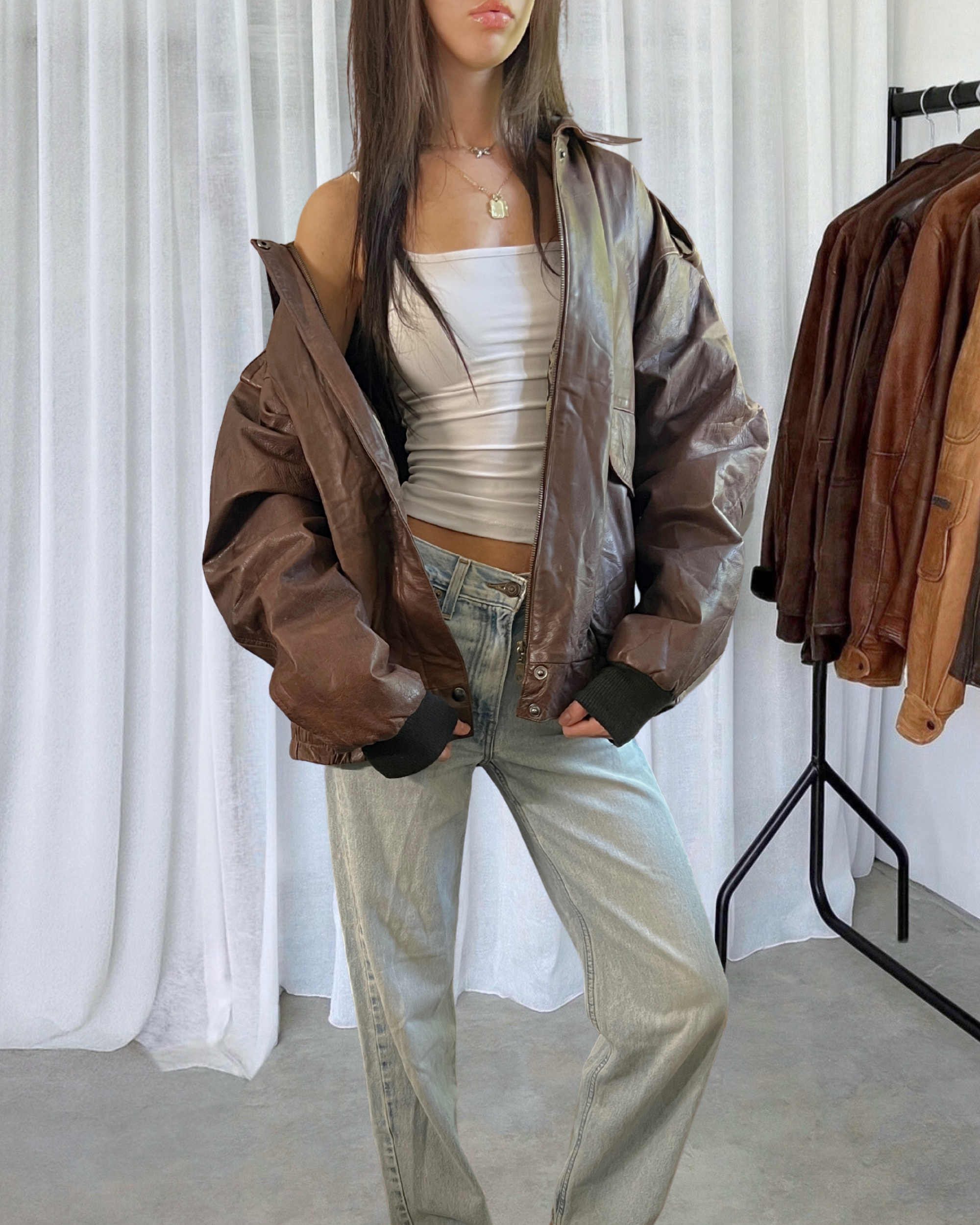 Routey Leather Bomber