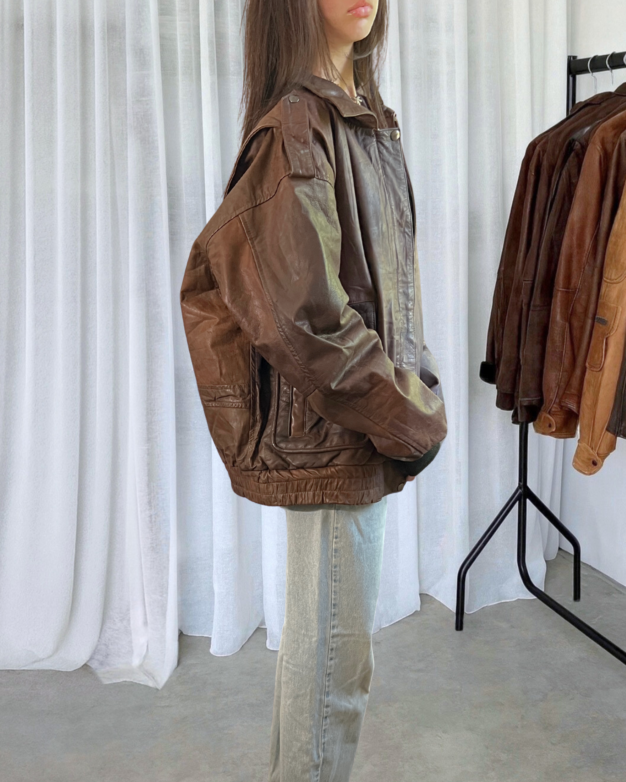 Routey Leather Bomber