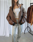 Routey Leather Bomber