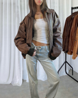 Routey Leather Bomber