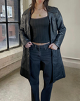 35" Akoury Leather Trench