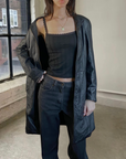 35" Akoury Leather Trench