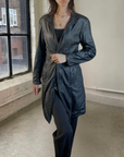 35" Akoury Leather Trench