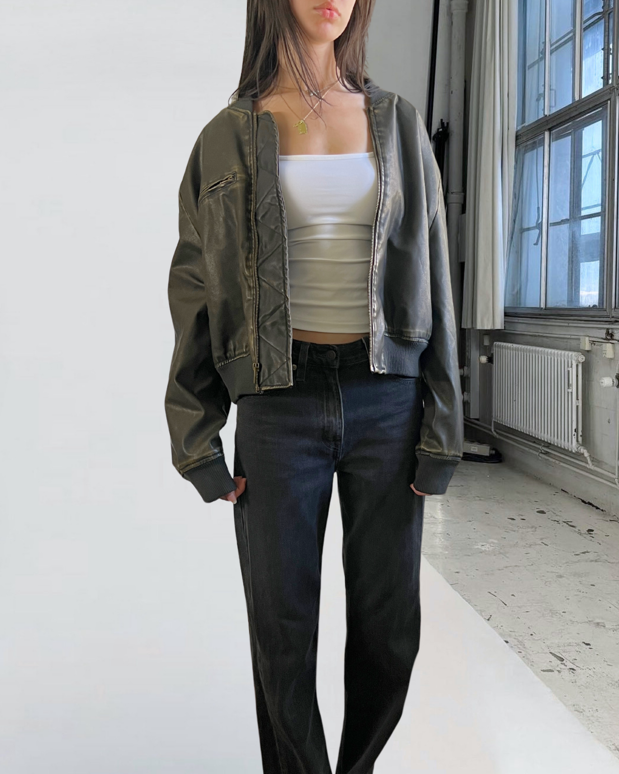 Cropped Vegan Bomber