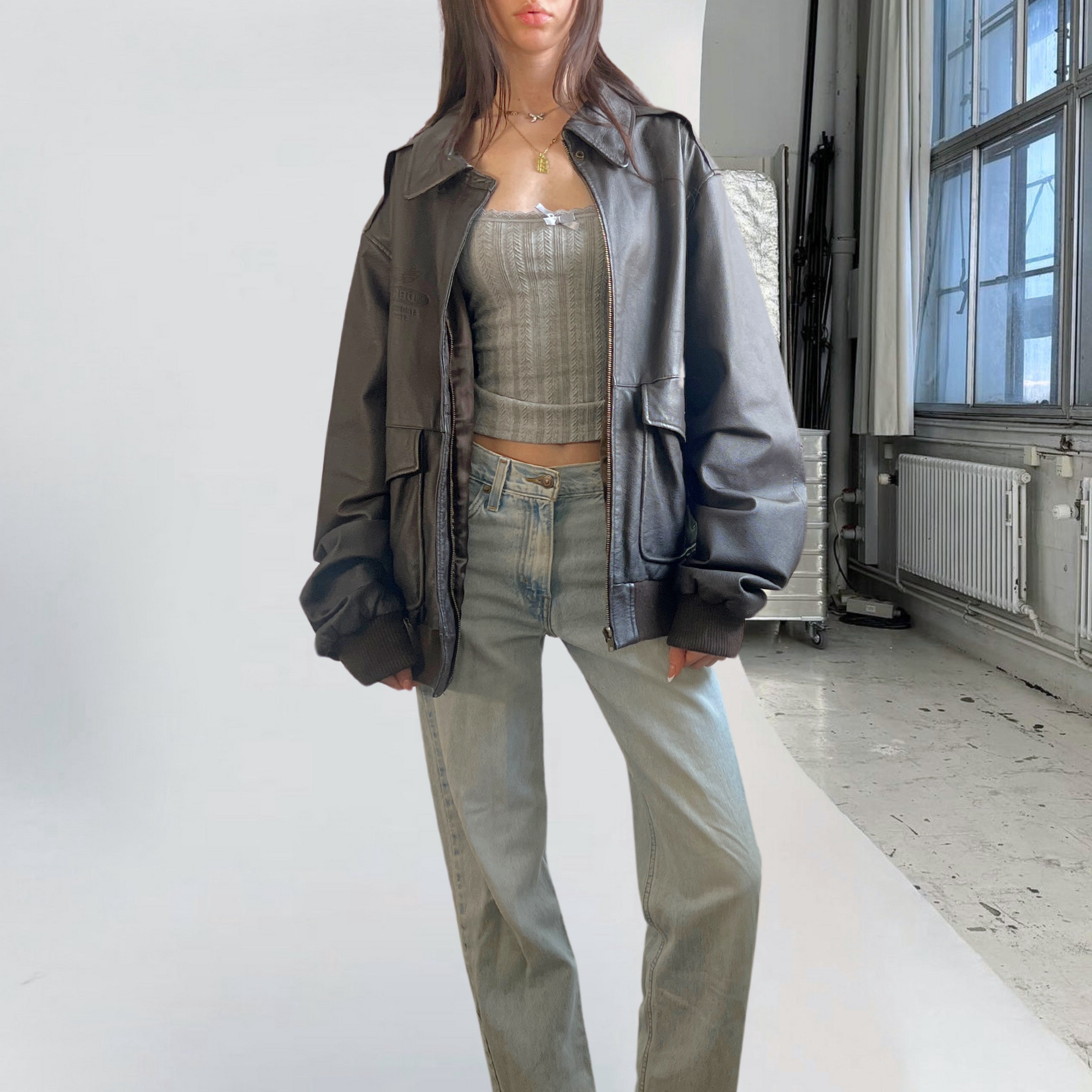 Clara Leather Bomber