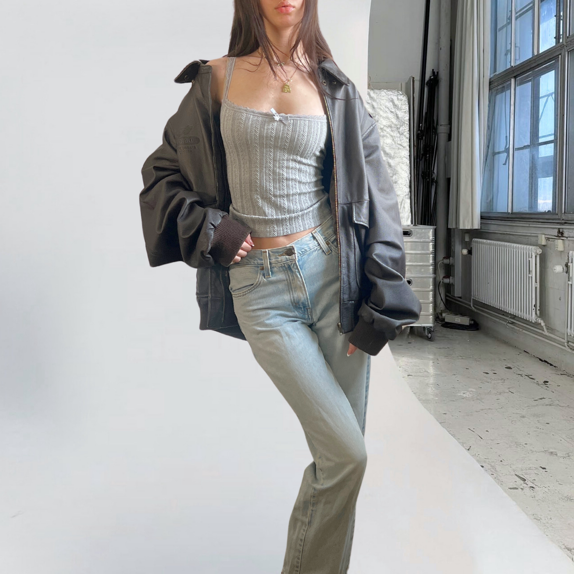 Clara Leather Bomber