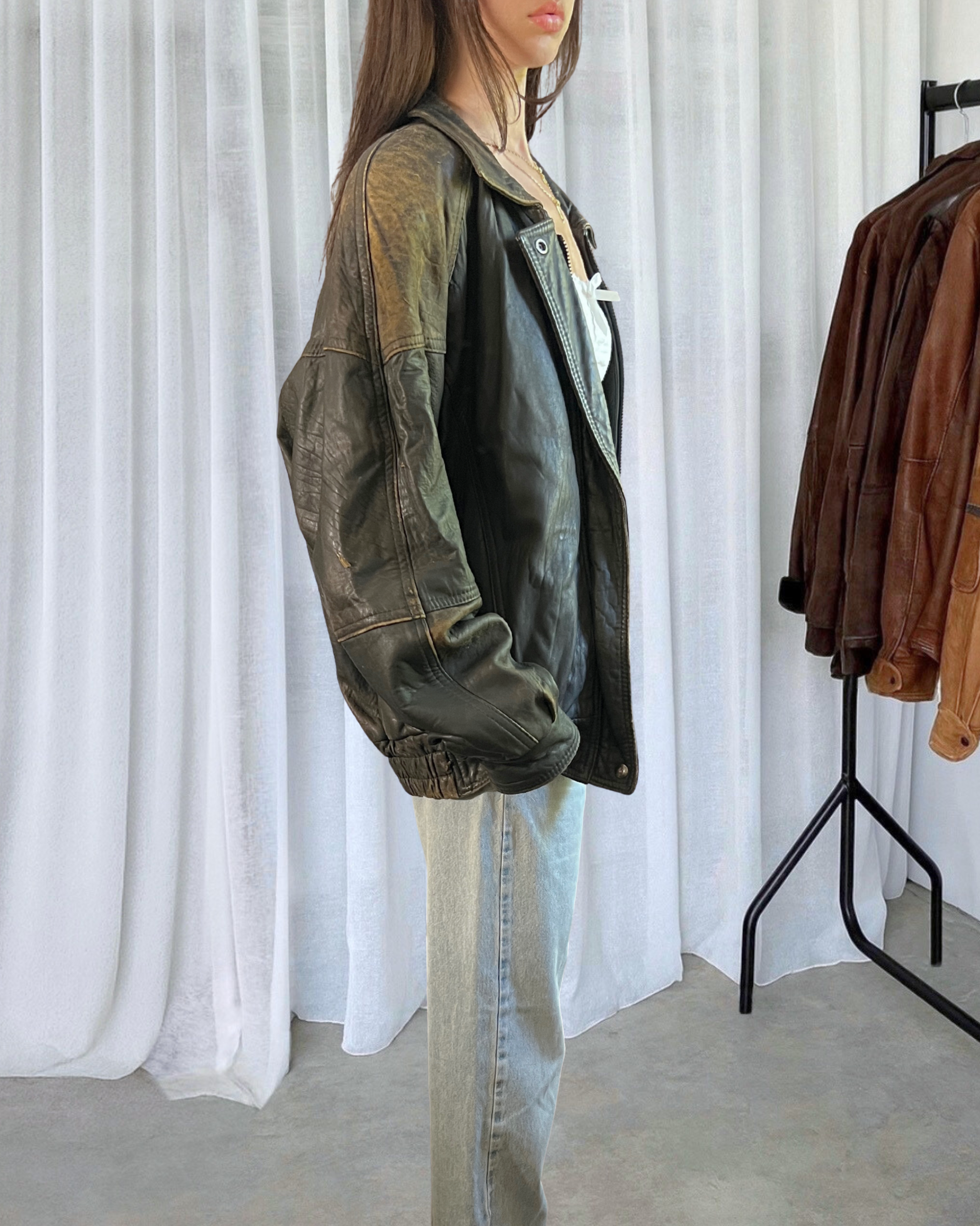 Anetta Leather Bomber