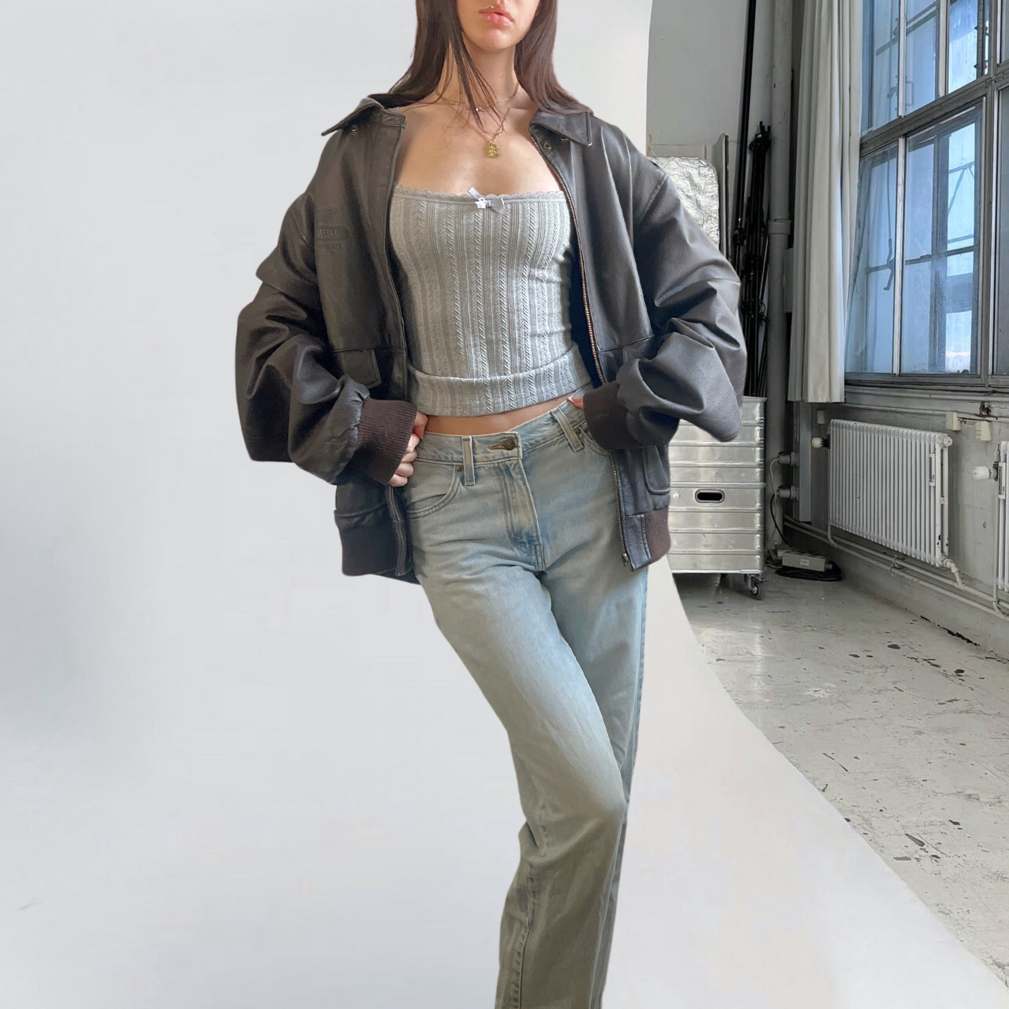 Clara Leather Bomber