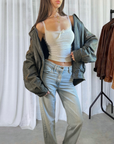 Anetta Leather Bomber