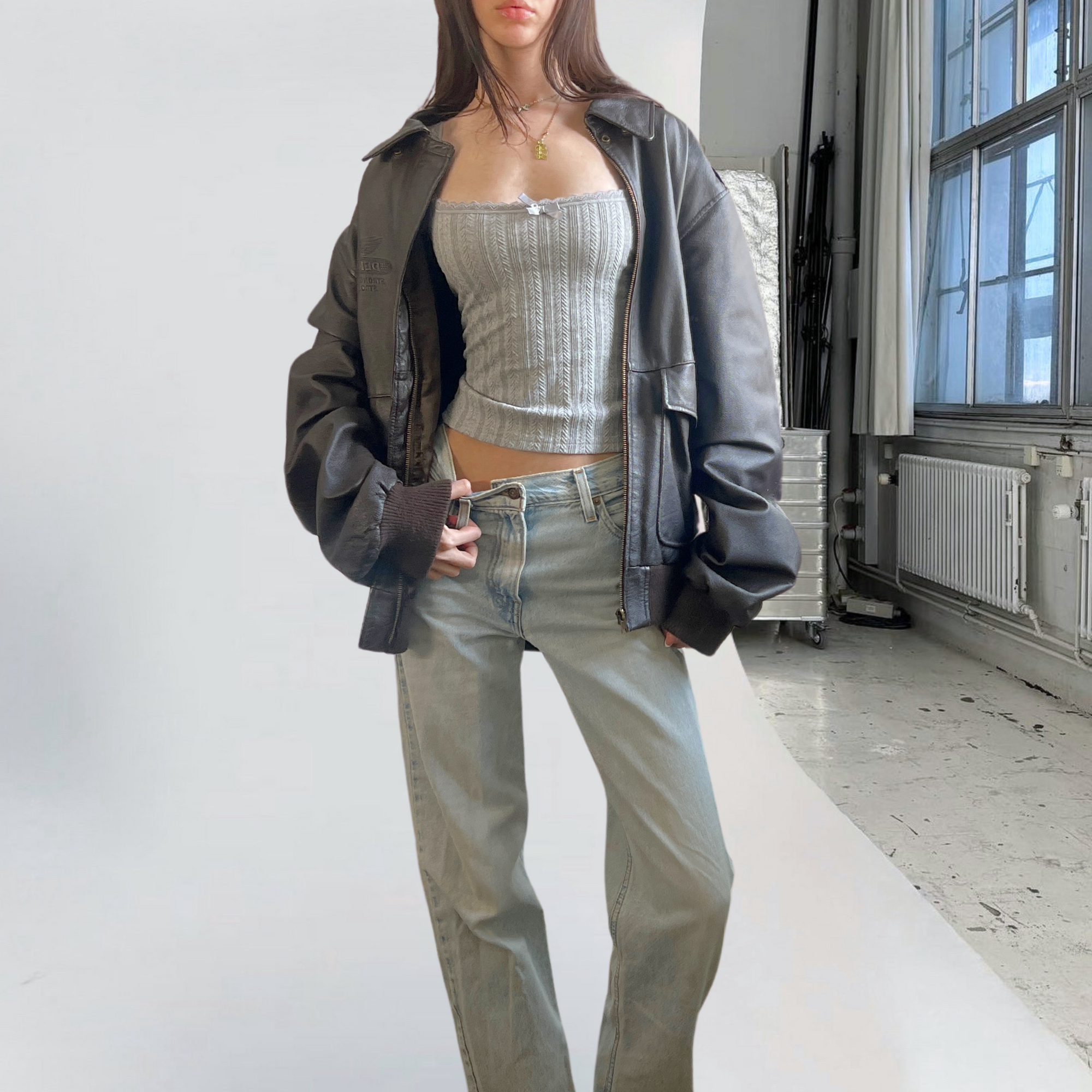 Clara Leather Bomber