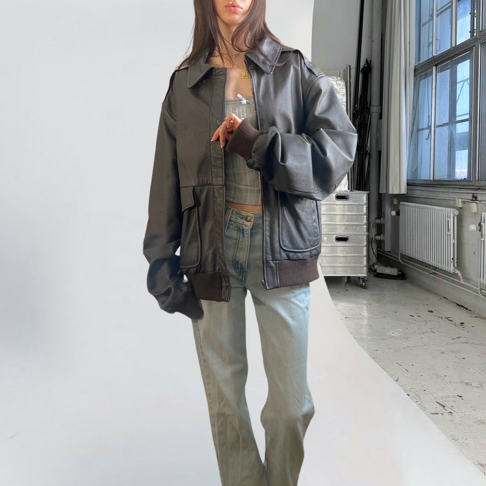 Clara Leather Bomber