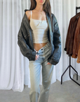 Carrie Leather Bomber