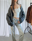 Carrie Leather Bomber