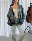 Carrie Leather Bomber