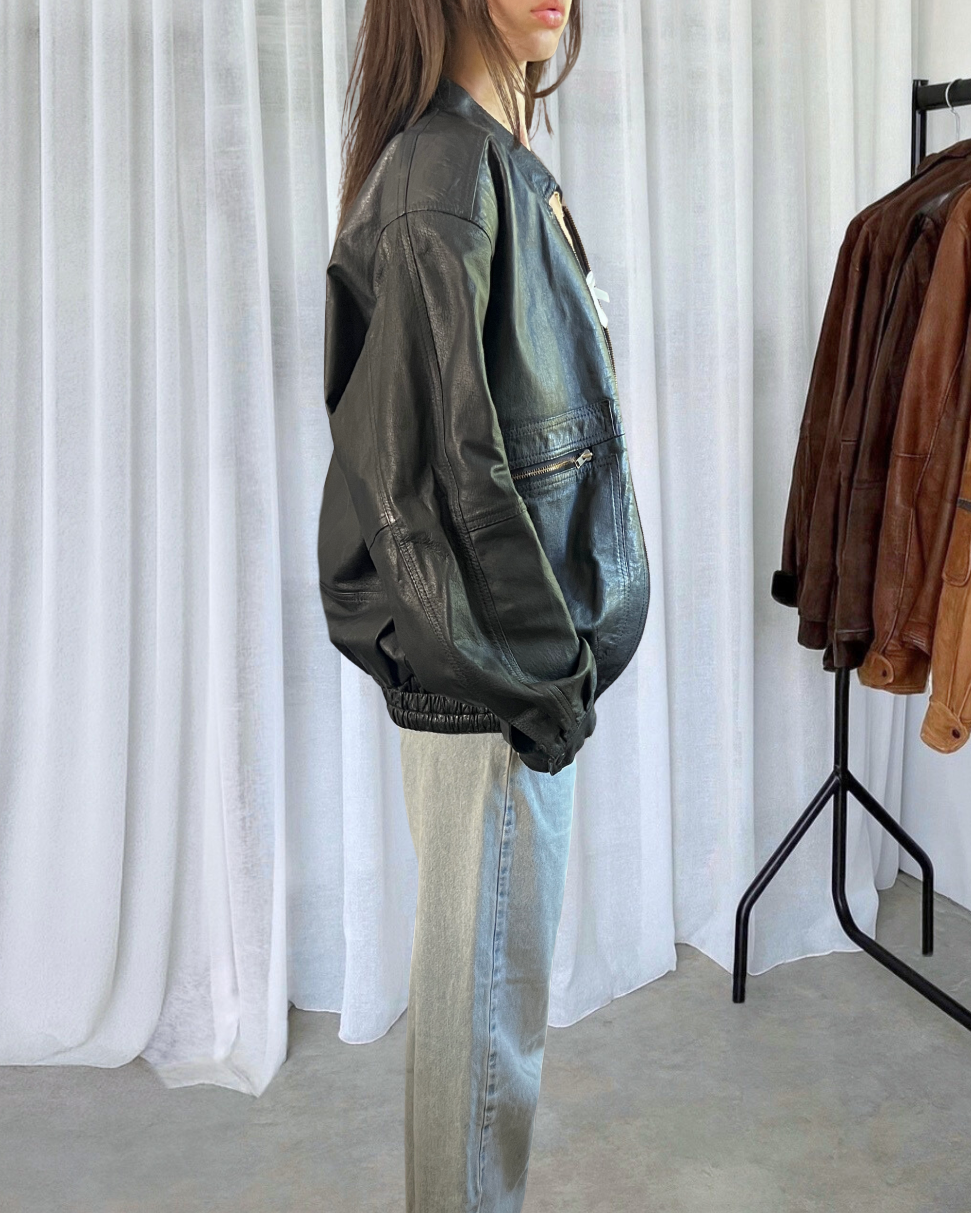 Carrie Leather Bomber