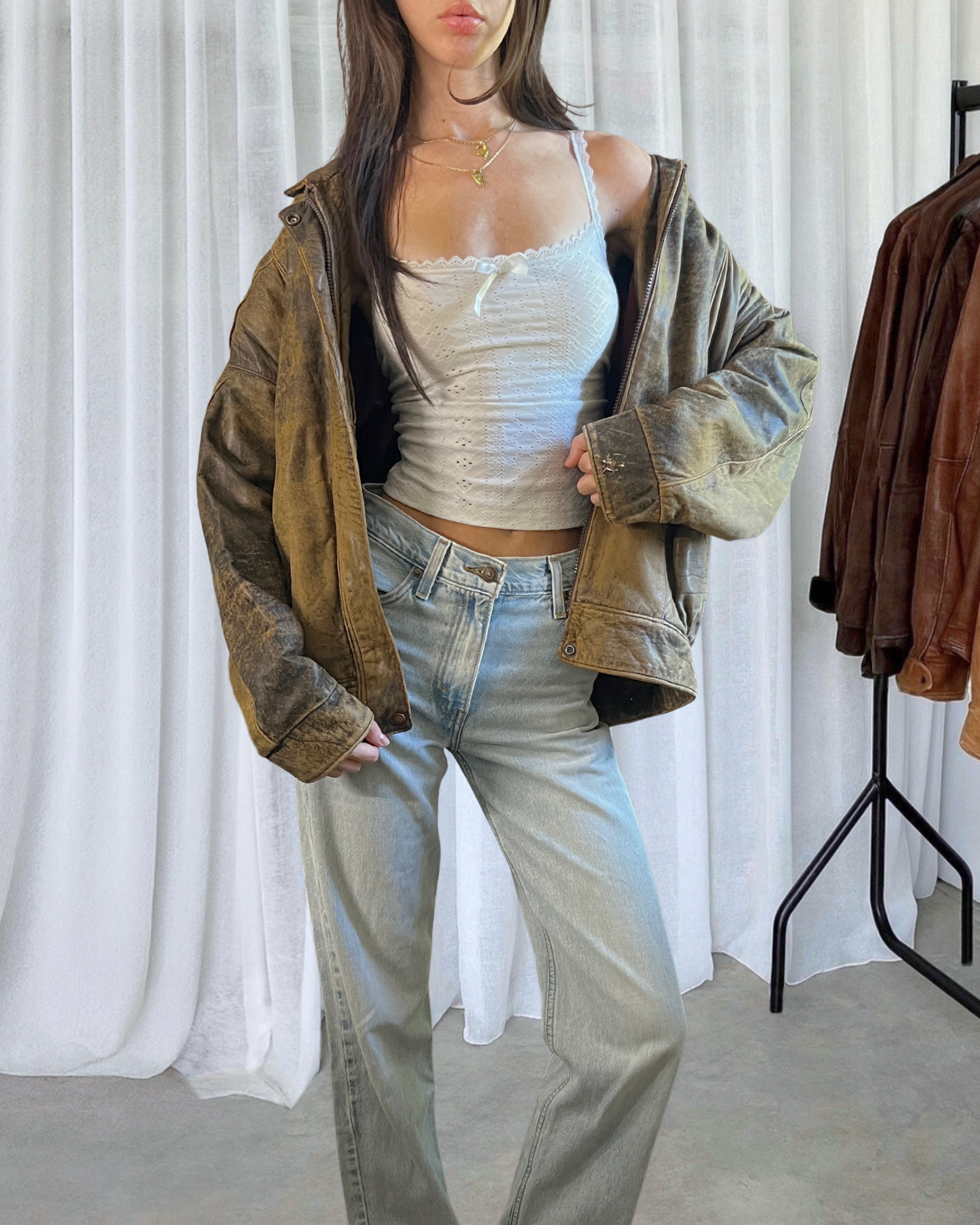 Sasha Leather Bomber