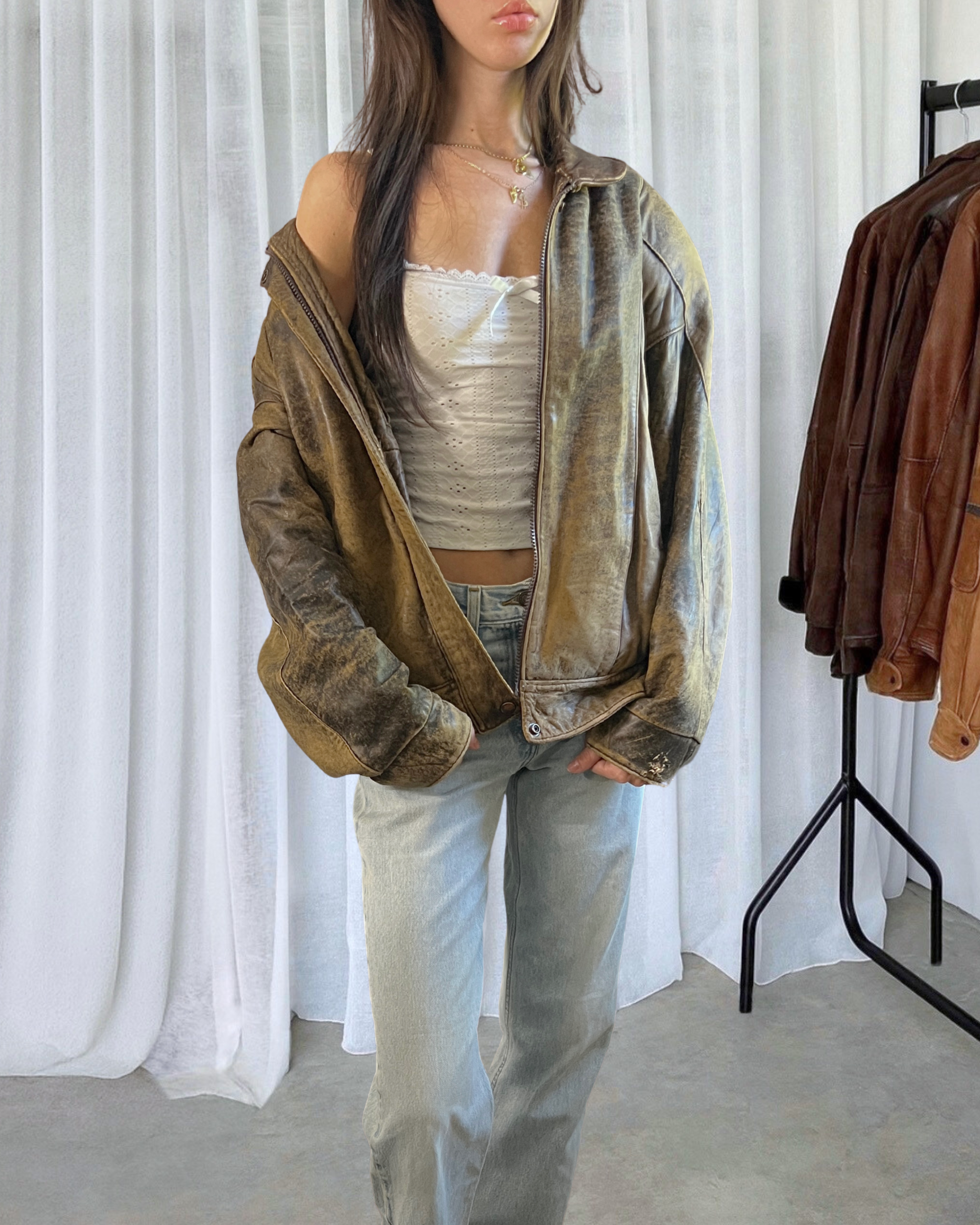 Sasha Leather Bomber