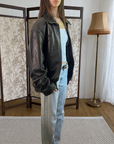 Daisy Leather Bomber