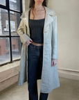 42" Cream Leather Trench