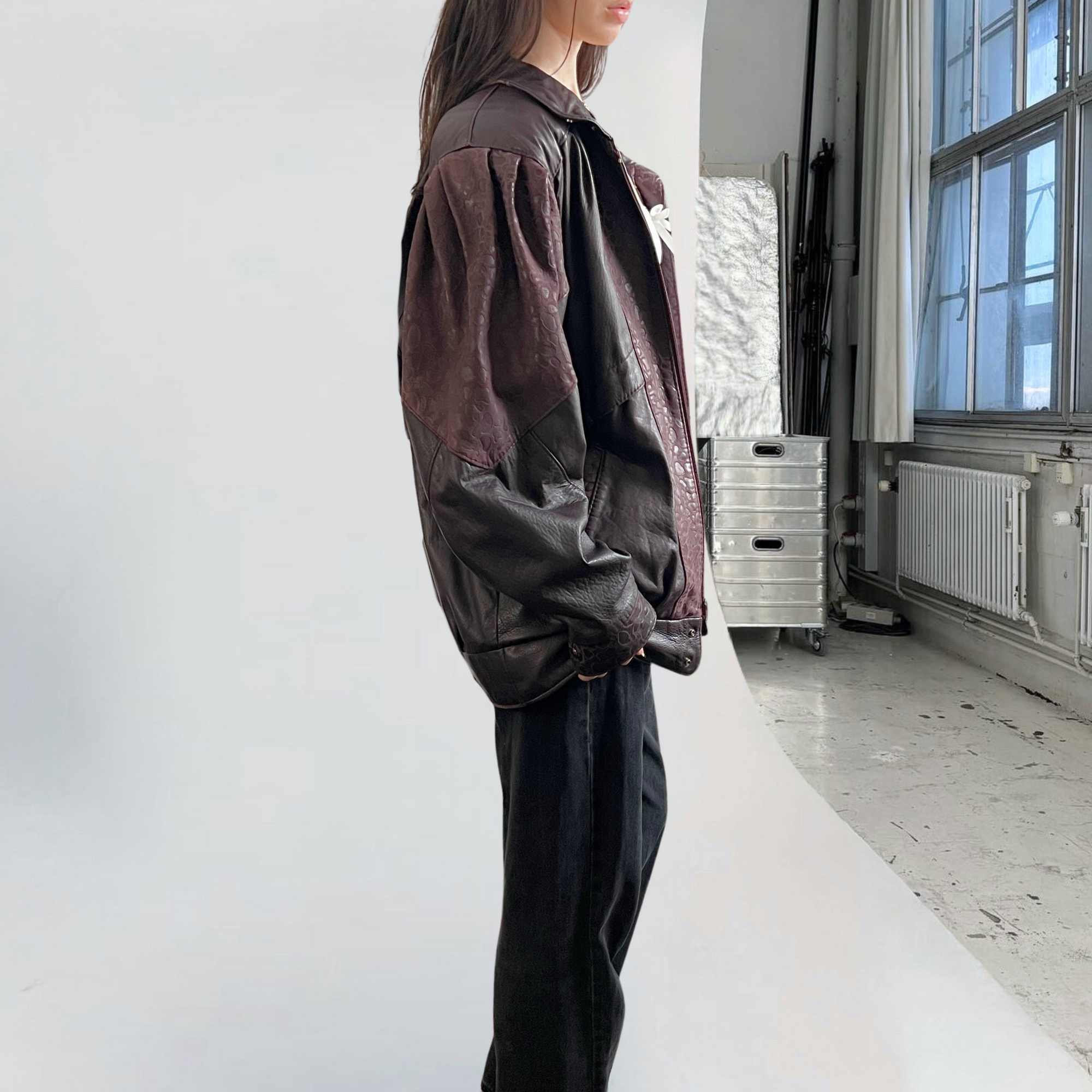 Cheetah Leather Bomber