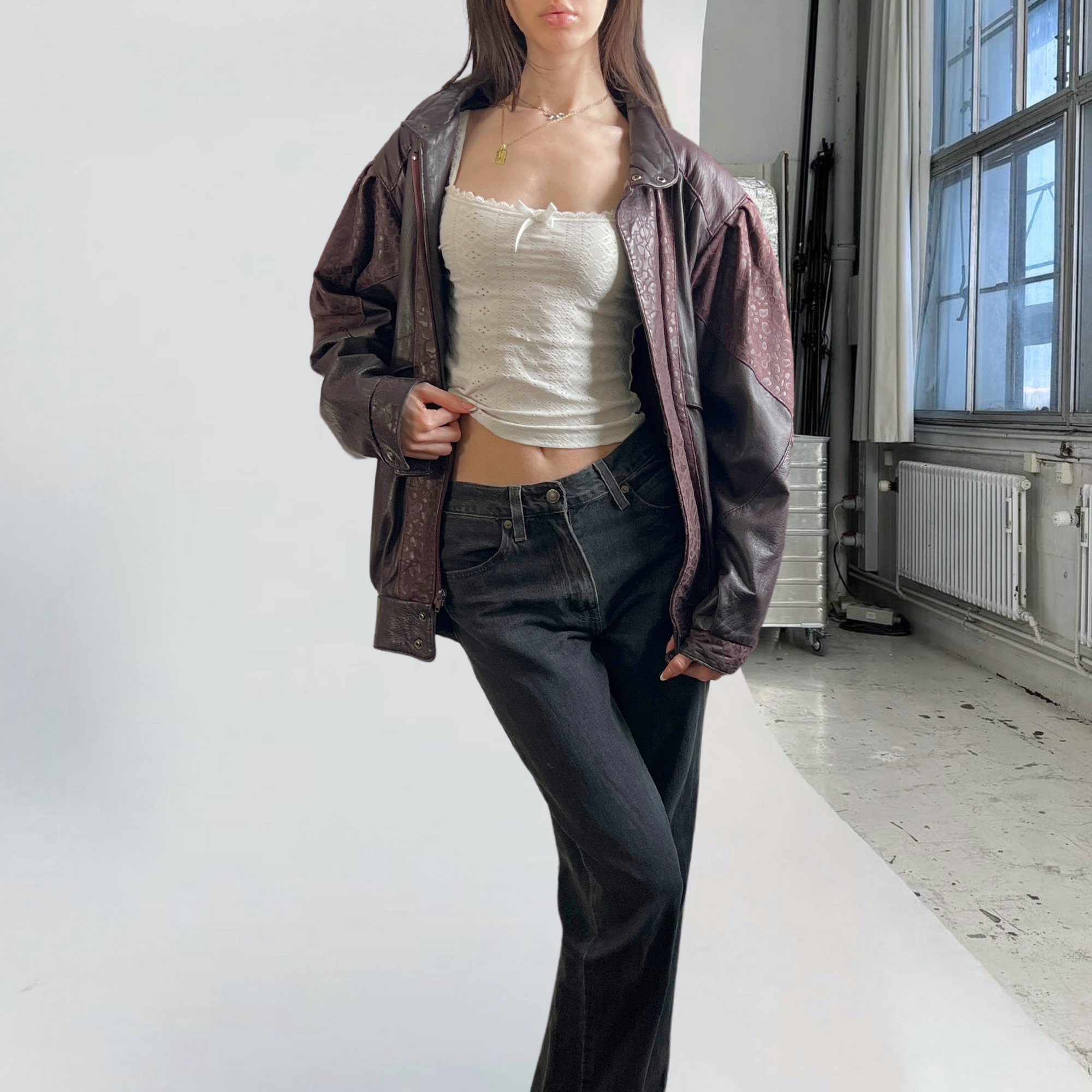 Cheetah Leather Bomber
