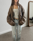 Addie Leather Bomber