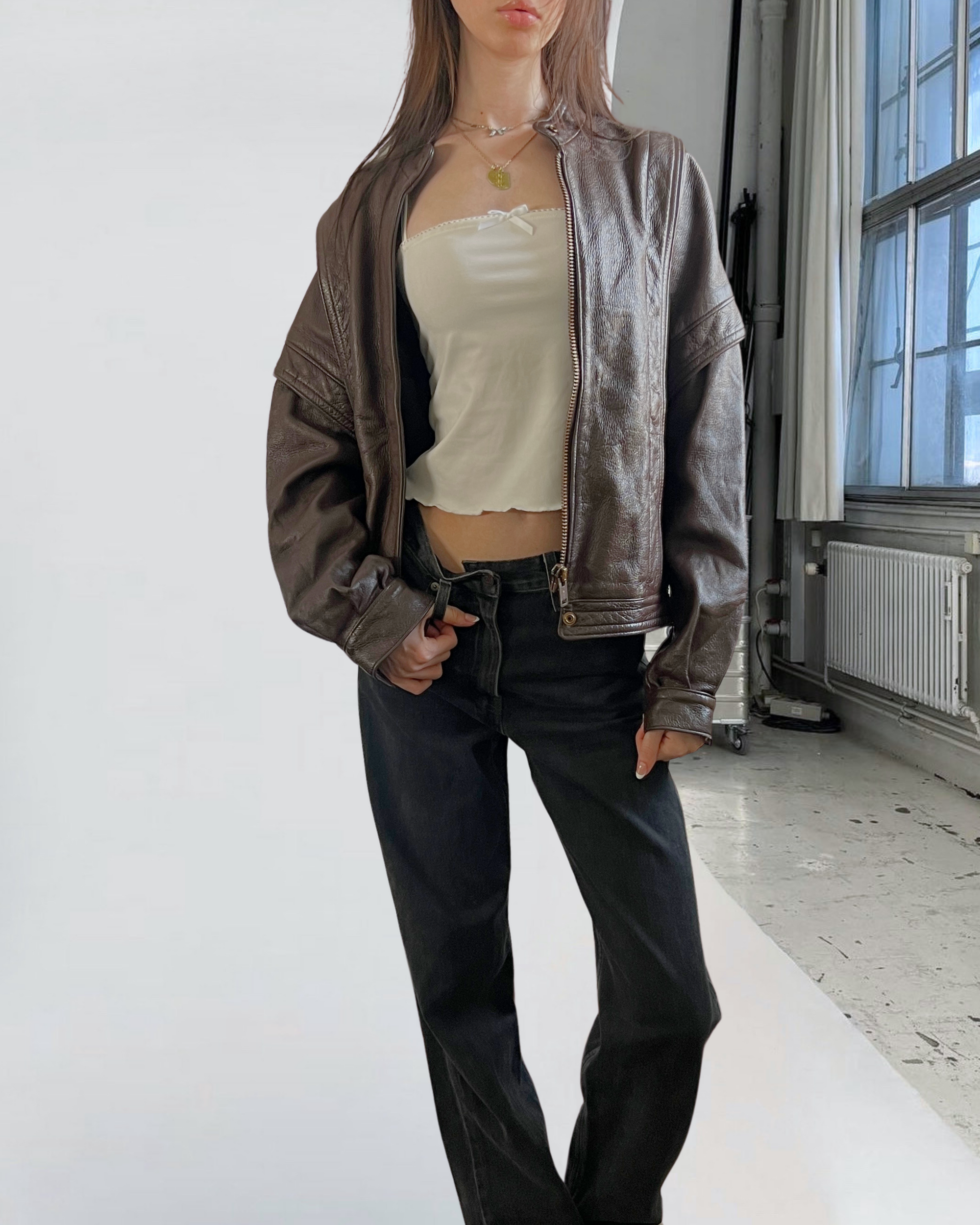 Elly Leather Bomber