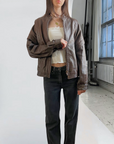 Elly Leather Bomber