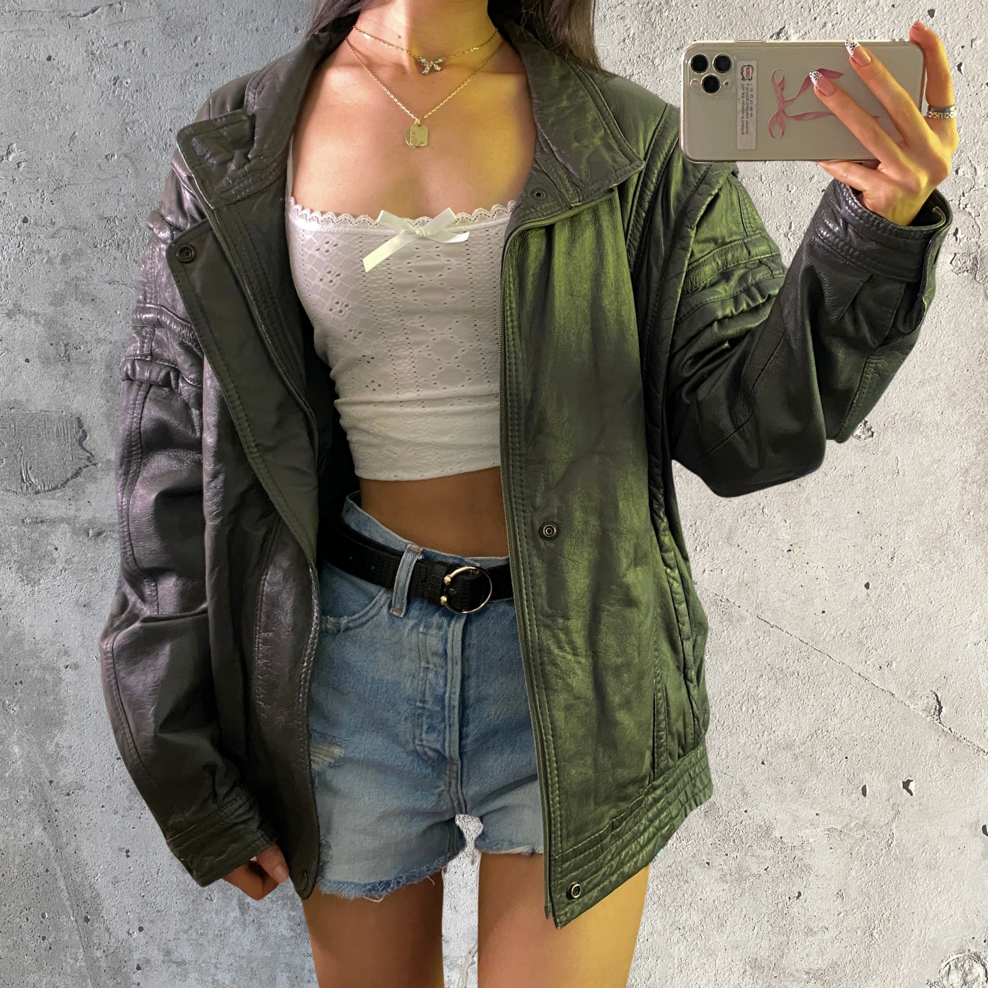 Faded Leather Bomber
