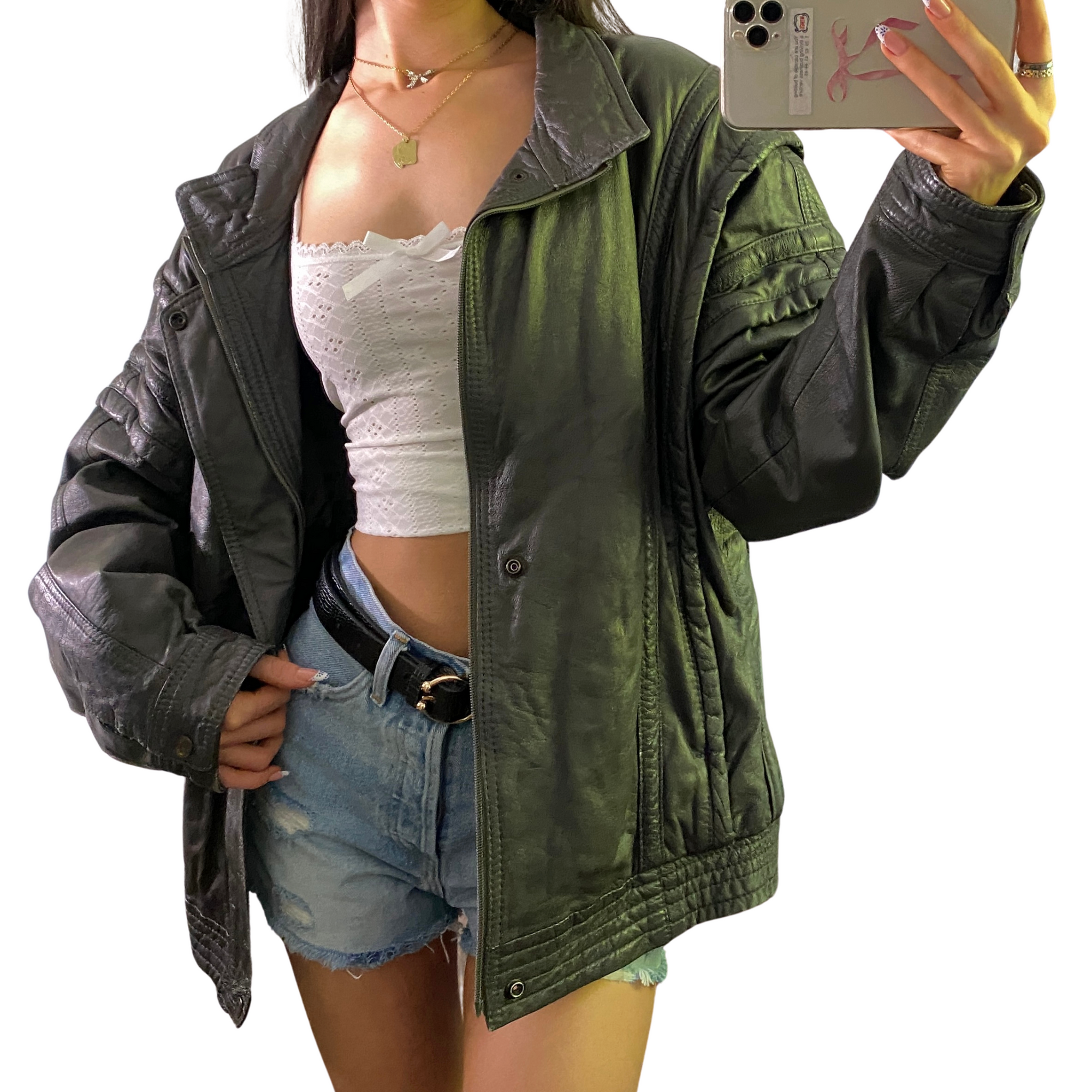 Faded Leather Bomber