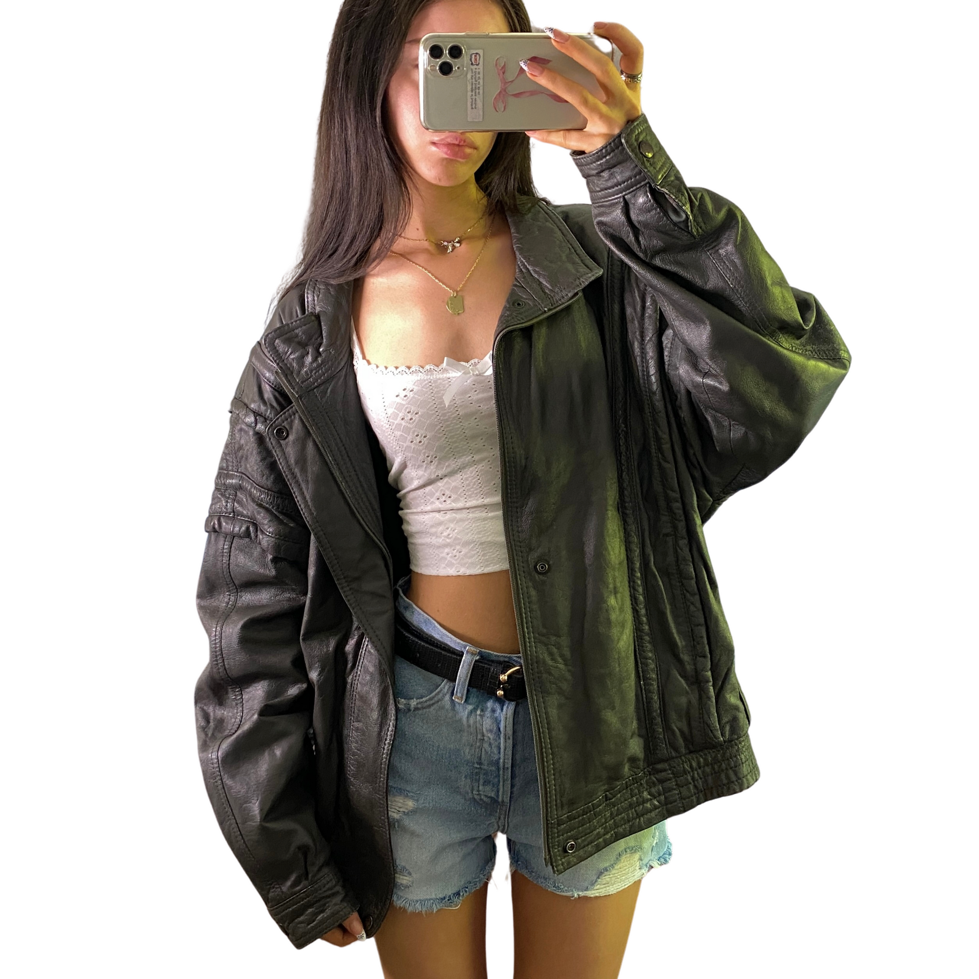 Faded Leather Bomber