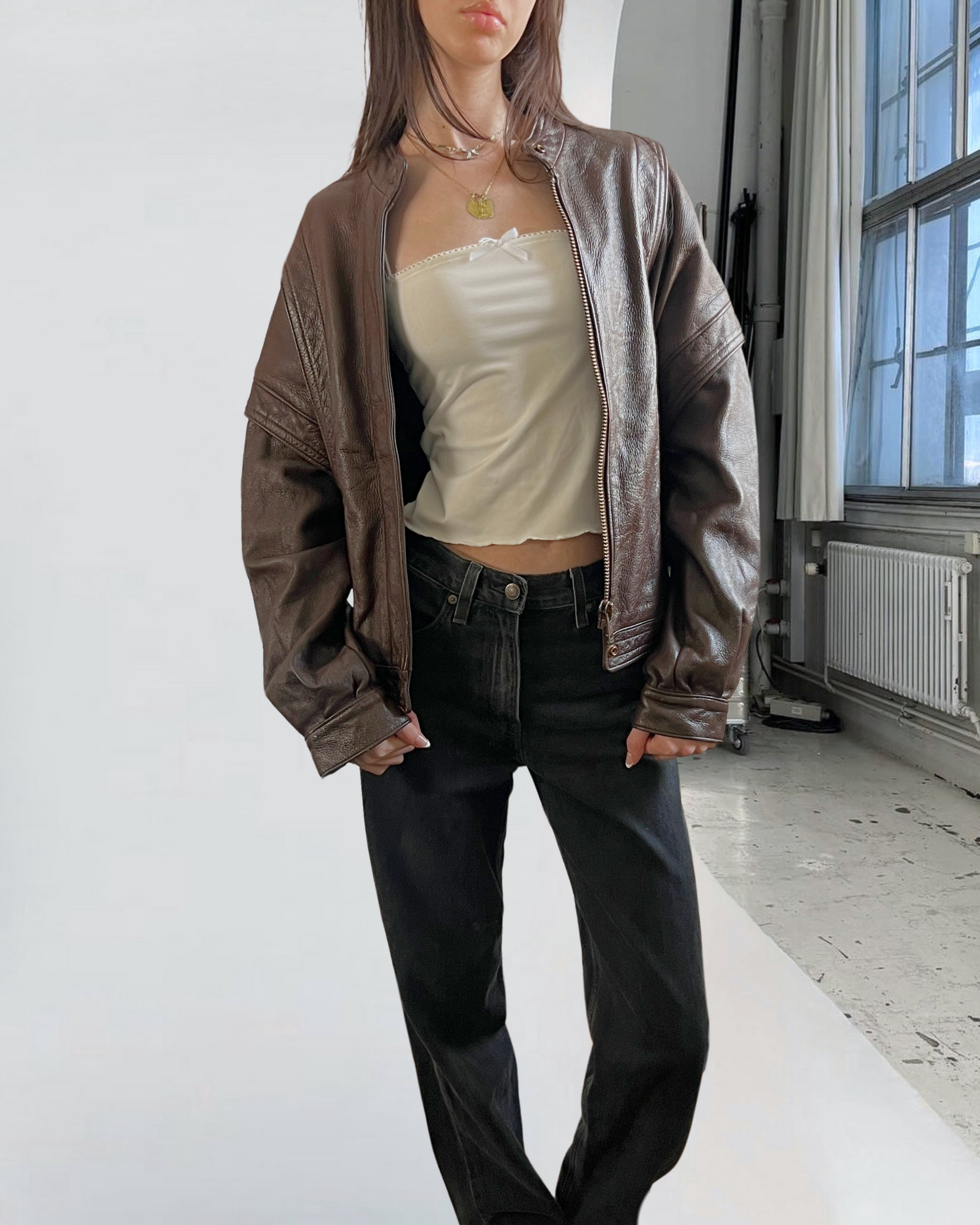 Elly Leather Bomber