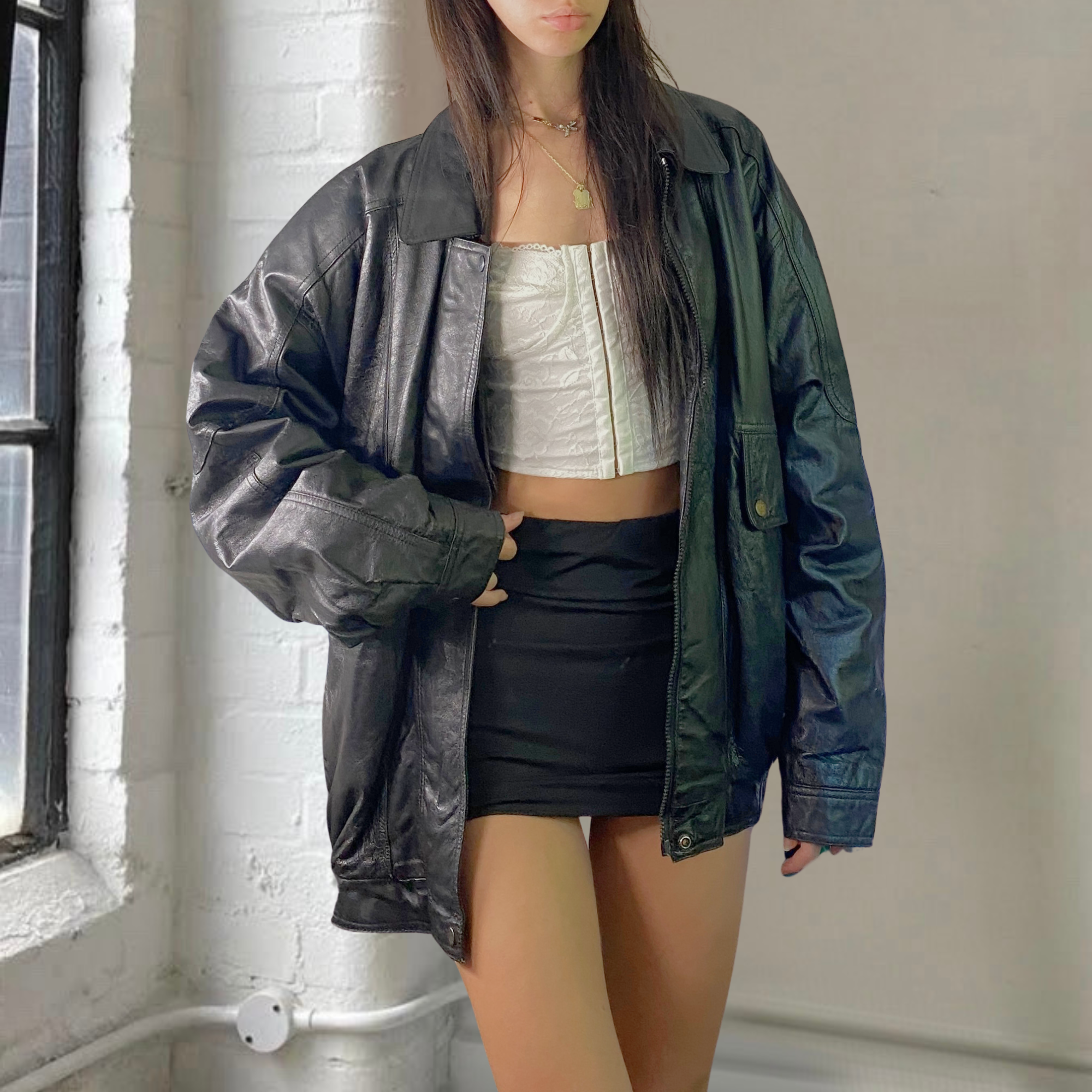 Midnight Leather Bomber