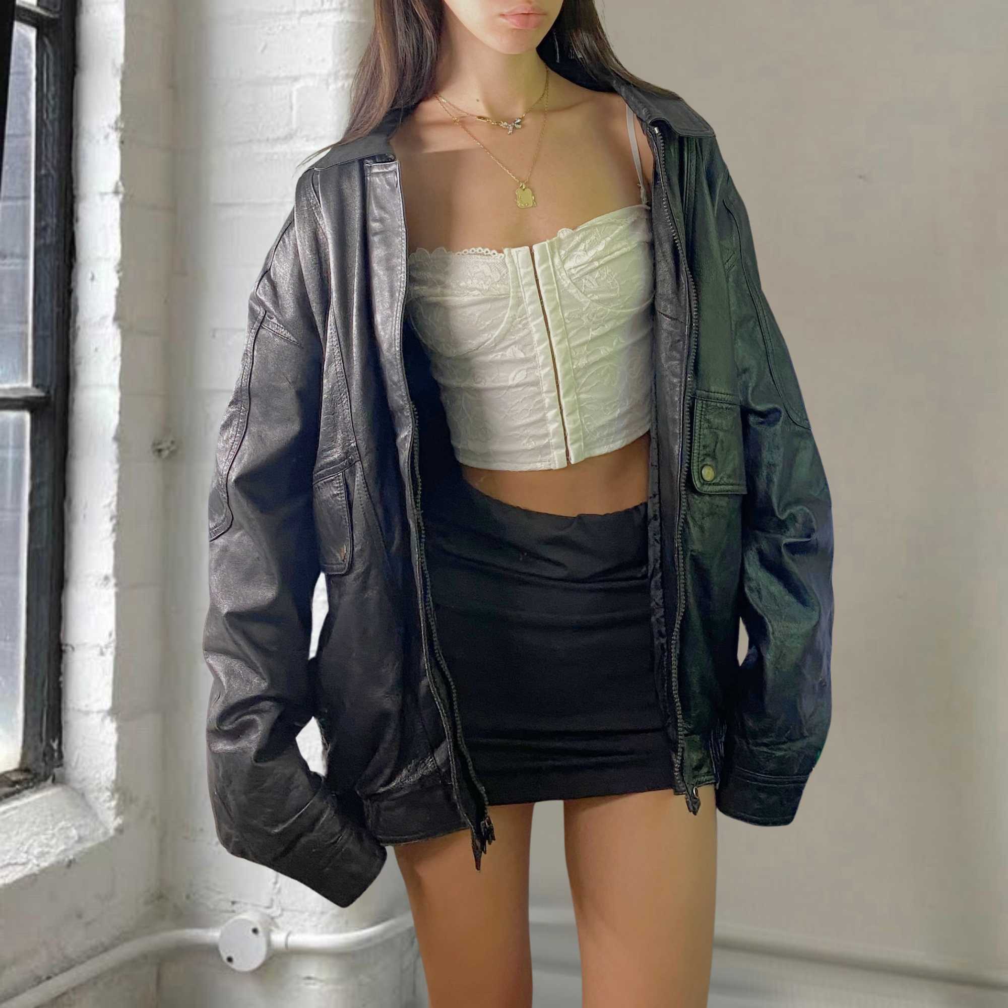 Midnight Leather Bomber