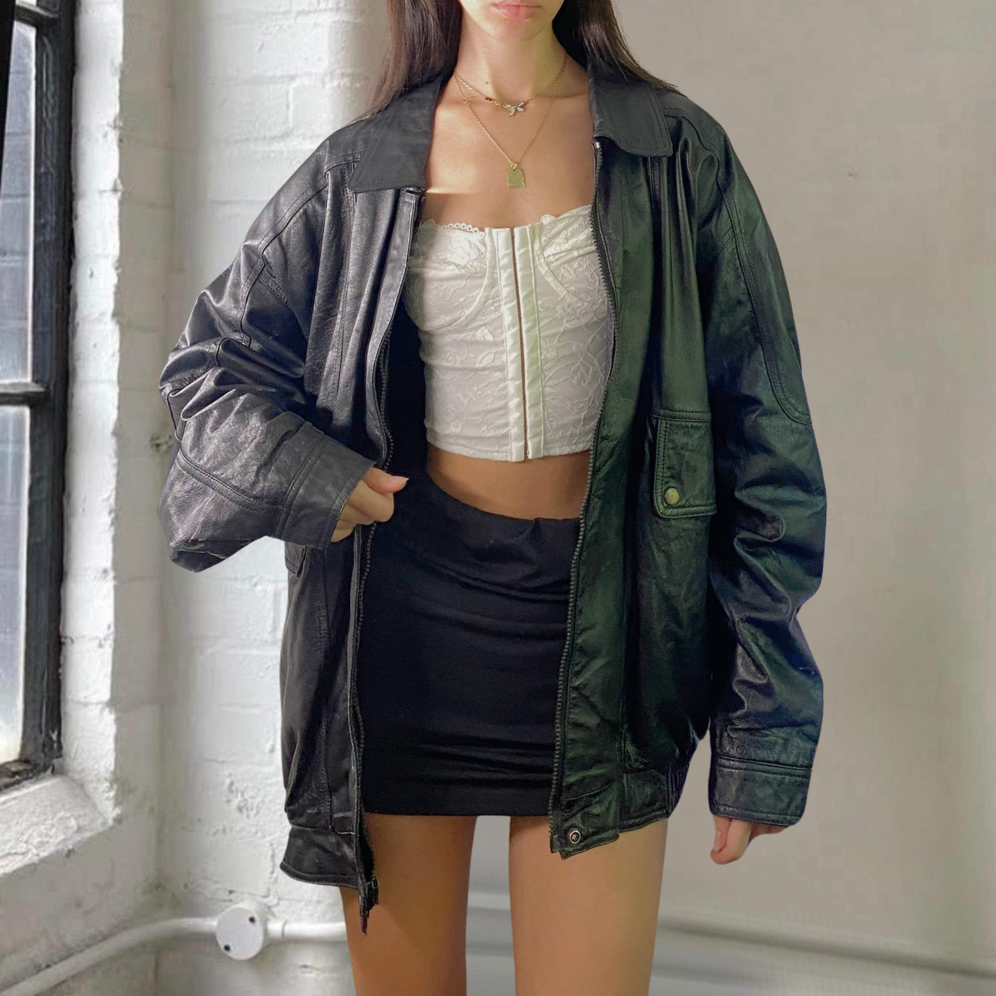 Midnight Leather Bomber