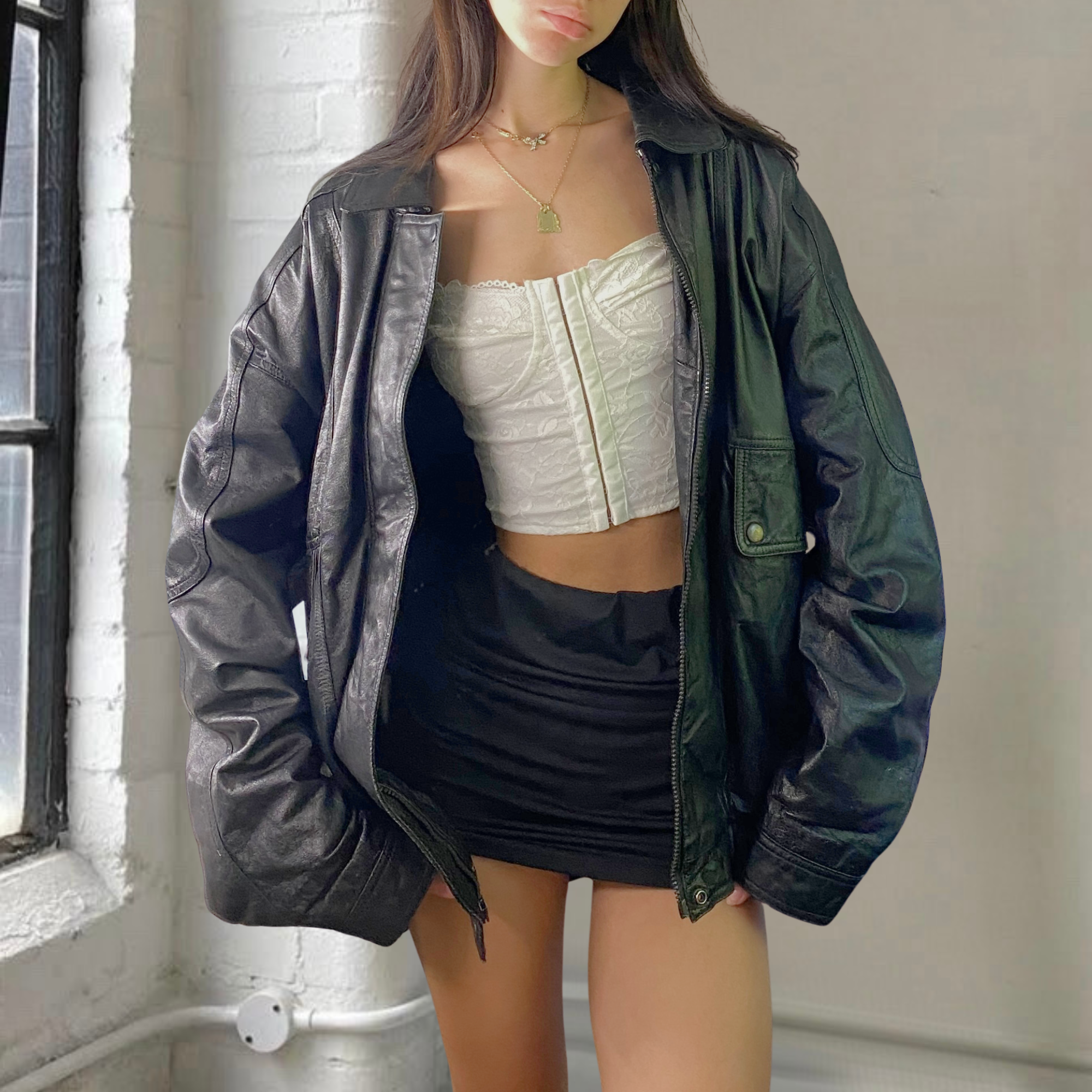 Midnight Leather Bomber