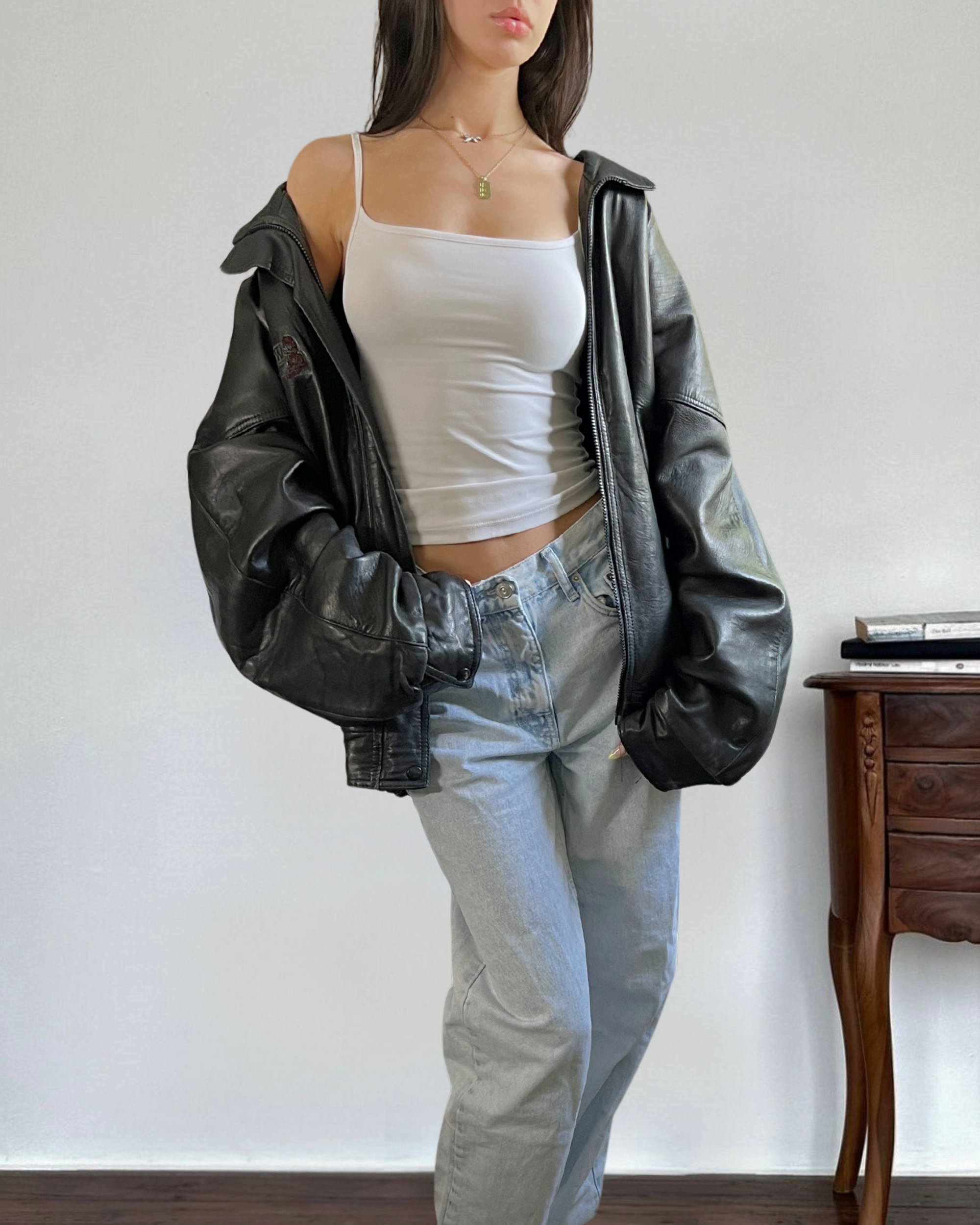 Oxy Leather Bomber