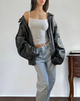 Oxy Leather Bomber