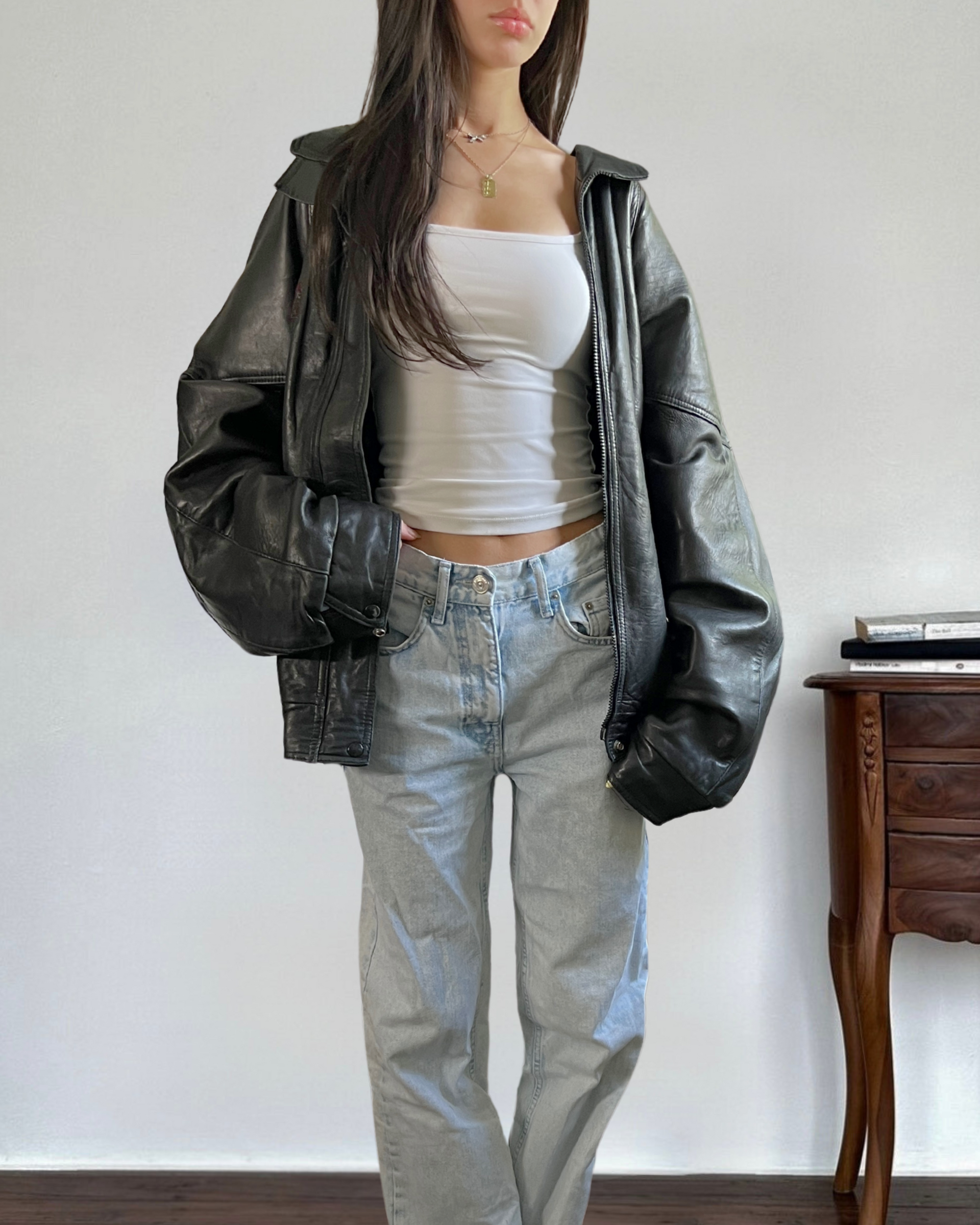 Oxy Leather Bomber