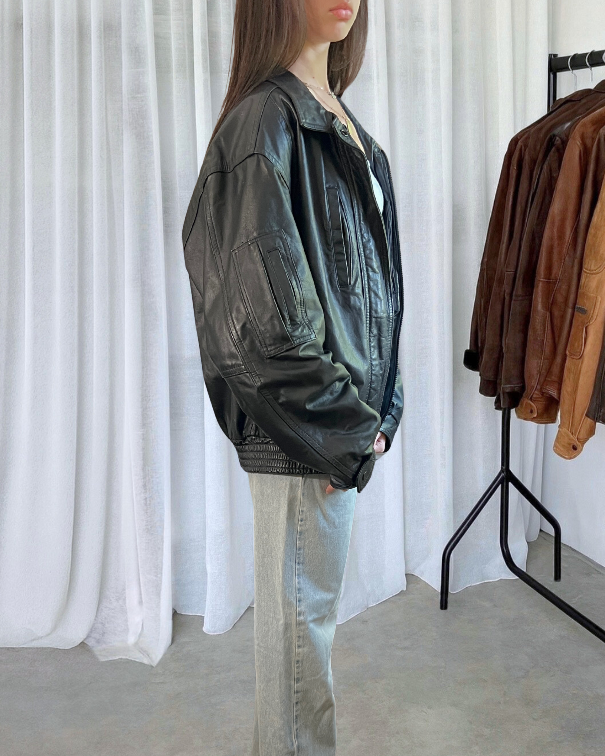 Funnel Leather Bomber