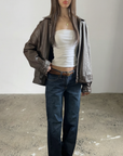 Eloise Leather Bomber