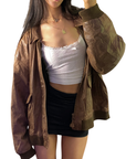 Tan Leather Bomber