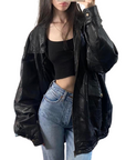 Onyx Leather Bomber