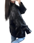 Onyx Leather Bomber