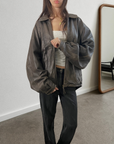 Courtney Leather Bomber