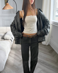 Dove Leather Bomber