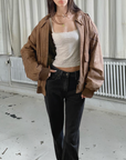 Peanut Leather Bomber